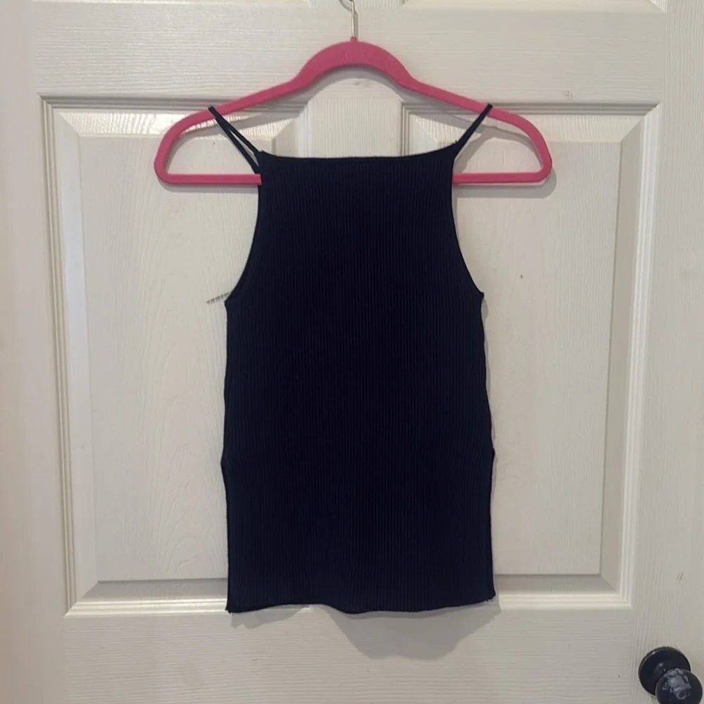 Caroline Constas NWT navy ribbed tank, XS - Picture 7 of 8
